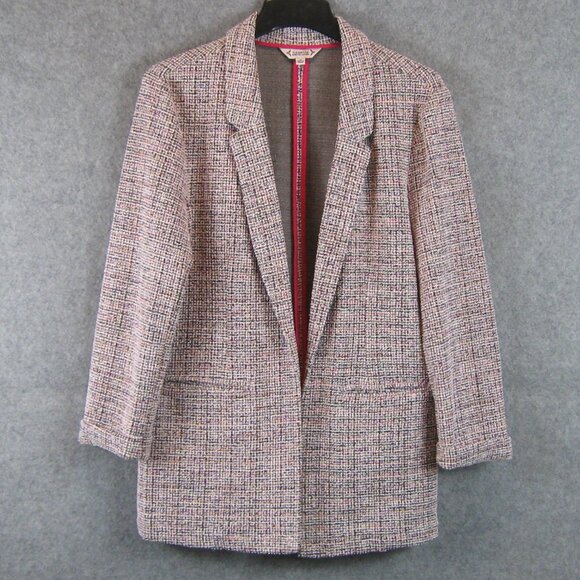 Nanette Lepore Open Front Tweed Blazer Jacket Pink Size M - Picture 4 of 7